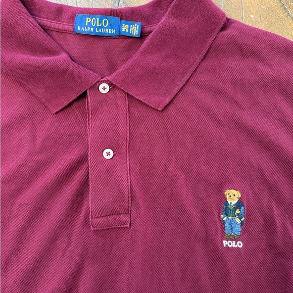 Polo by Ralph Lauren Men's Burgundy short sleeve Polo bear logo Shirt - Picture 11 of 11